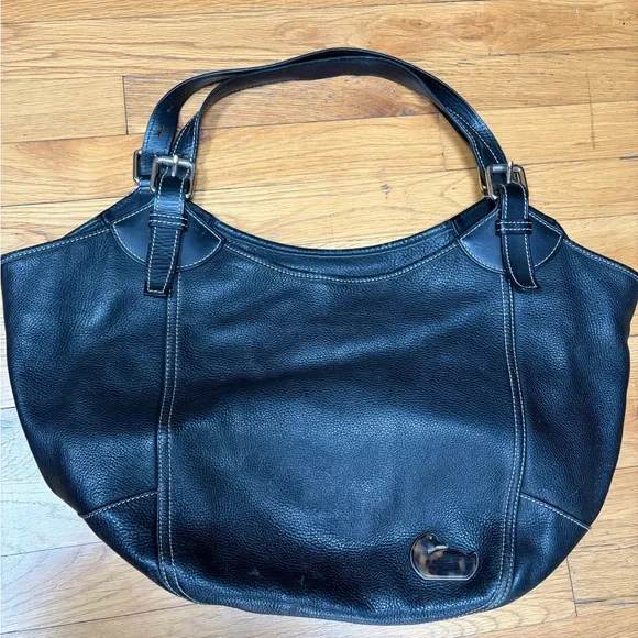 Dooney and Bourke Black Pebbled Leather Tote Bag - Picture 1 of 5